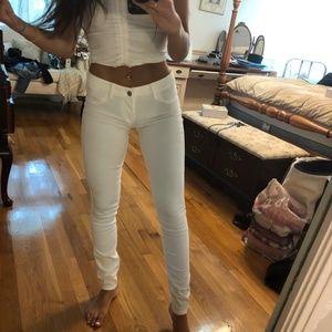 Sexy white low rise skinny pants